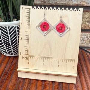 Handmade Resin Floral Earrings | Real Flower Jewelry | Stainless Steel Hooks